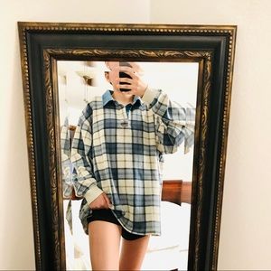 VTG FLANNEL W/DENIM COLLAR POLO CHAPS RALPH LAUREN